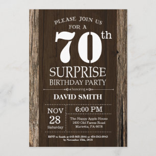 Surprise Rustic 70e anniversaire Invitation Vintag
