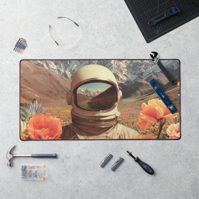 Surreal Astronaut In Flower Field (Poste de travail)