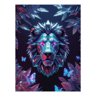 Surreal Geometry Lion Jungle - Poster Futuriste