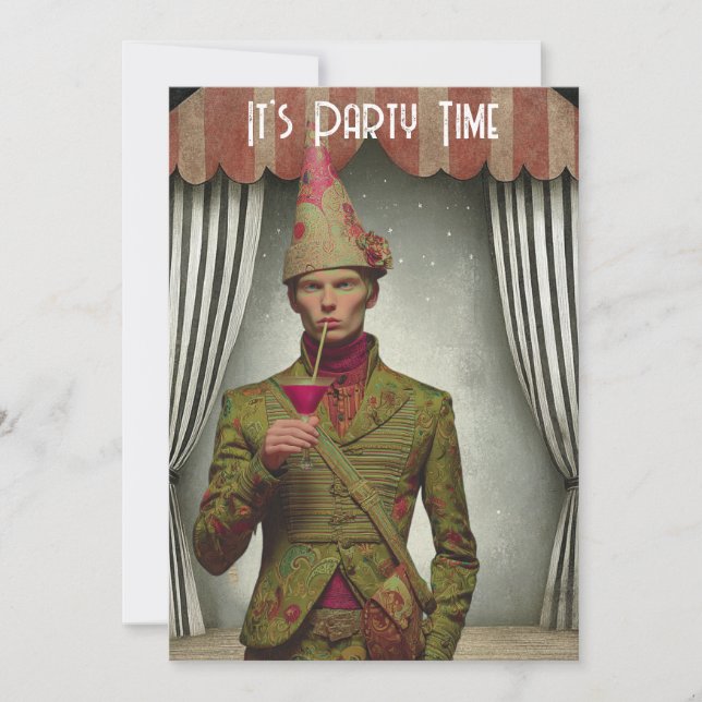 Surreal Retro Euro Guy Party Invitation (Devant)