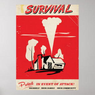 Survie - Affiche de sécurité atomique vintage
