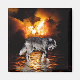 "Survivant" Gray Wolf Magnet