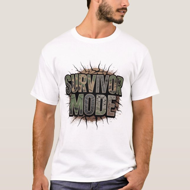Survivor Mode Impact Hole Men’s T-Shirt – Dark  (Devant)