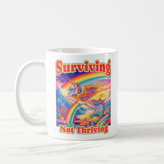Survivre, pas prospérer – Mug Licorne Arc-en-Ciel (Gauche)