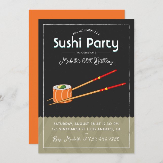 Sushi Anniversaire Fête Invitation (Devant / Derrière)