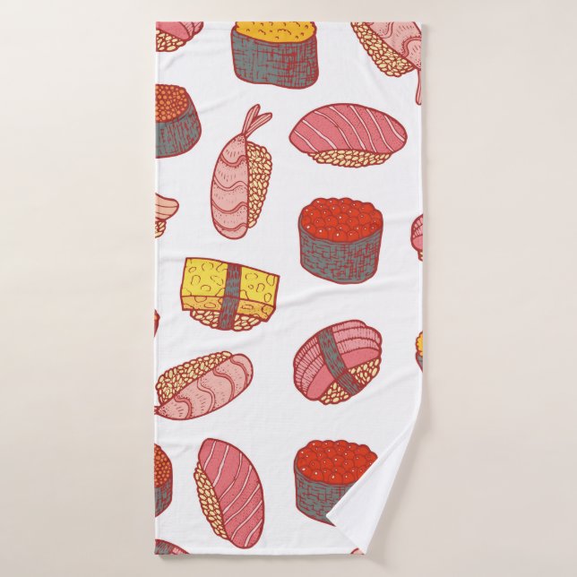 Sushi et roule sans couture motif. Dessin de Doodl (Serviette de bain)