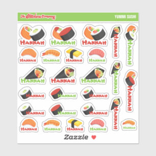 Sushi Nom personnalisé Étiquettes École