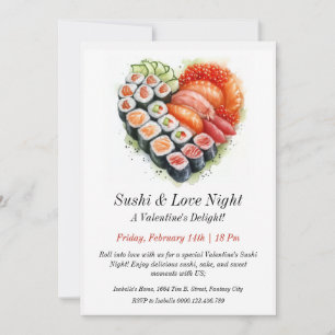 Sushi personnalisable & Amour Night Invitation