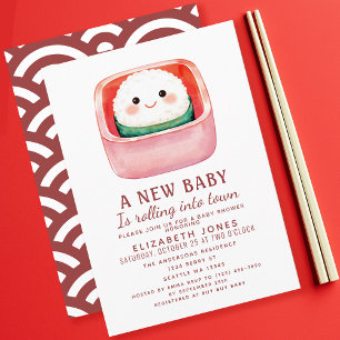 Sushi Rice Ball Kawaii Baby shower Invitation