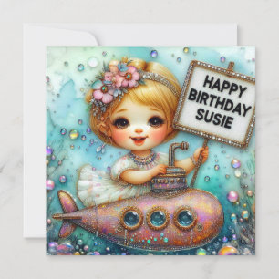 SUSIE ~ Carte d'anniversaire ~ Sous-marin ~