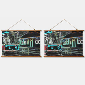 Suspendue CLRV Neon à stn 91x66cm 2set Bois Tapisserie mural