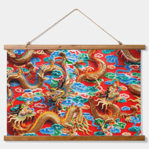Suspendue dragons temple tapisserie