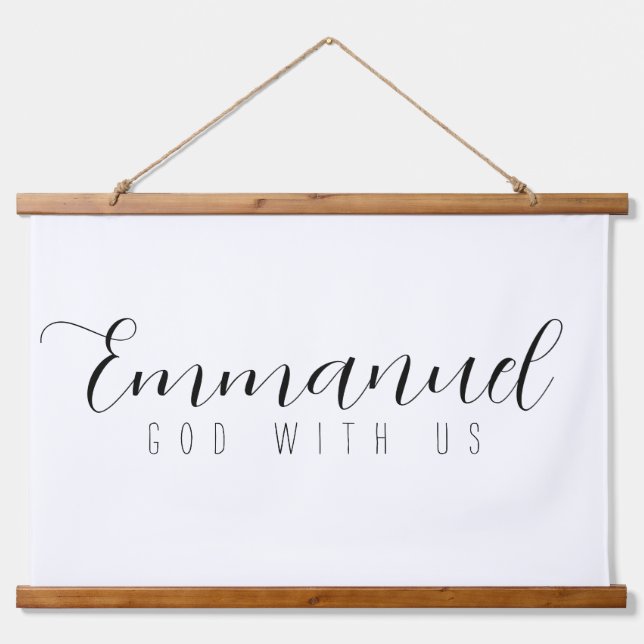 Suspendue Emmanuel Dieu Avec Nous Bois Suspendu Tapisserie (Devant)