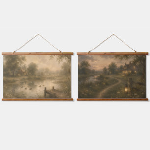 Suspendue Ensemble de tapisserie Étang aux canards vintage e