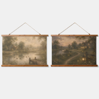 Suspendue Ensemble de tapisserie Étang aux canards vintage e
