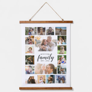 Suspendue Nom de famille 18 Photo Collage Bois Tapisserie mu