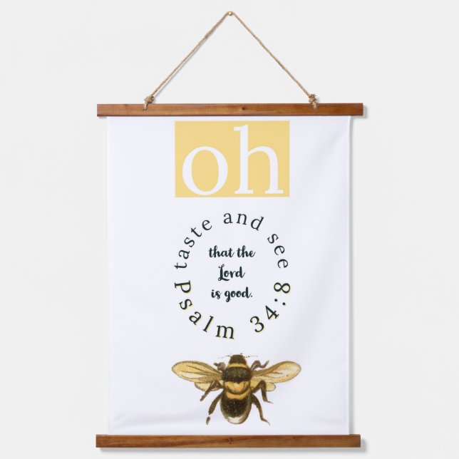 Suspendue Oh Goût Et Voir | Psaume 34:8 | Tapisserie chrétie (Recto)