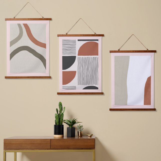 Suspendue Salon de beauté moderne Bois tapissé Tapisserie mu (Asymétrique)