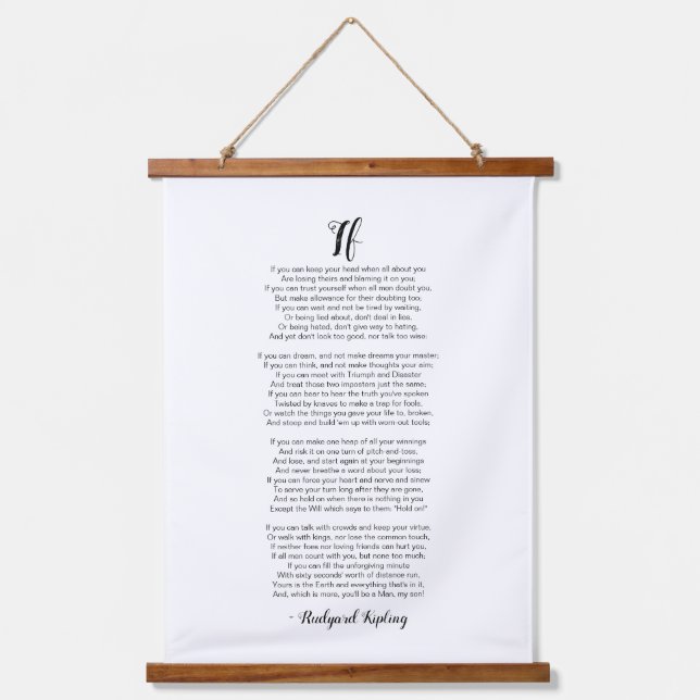Suspendue Si Poème de Rudyard Kipling suspendu tapisserie (Recto)