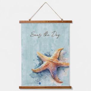 Suspendue Starfish Plage "4" Thème Bois Taché Tapisserie