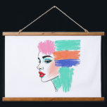 Suspendue Tapisserie Abstraite Pop Art femme<br><div class="desc">Ajoutez une touche moderne et vibrante à votre espace avec cette tapisserie accrocheuse. Doté d'un profil stylisé d'une femme au maquillage audacieux et de blocs de couleur abstraits pour les cheveux, ce morceau mélange l'illustration de mode avec une sensibilité pop art. Les lignes texturées et lisses ajoutent une touche artistique...</div>