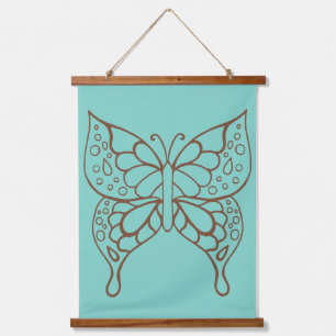 Suspendue Tapisserie d'art papillon turquoise
