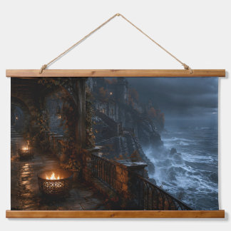 Suspendue Tapisserie de falaise de mer tempête automne