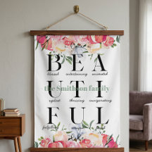 Tapisserie de famille florale personnalisée Belle 
