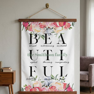 Suspendue Tapisserie de famille florale personnalisée Belle