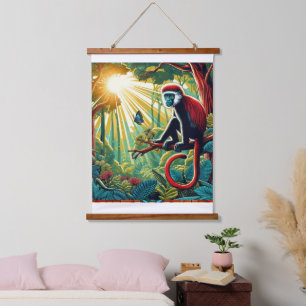 SUSPENDUE TAPISSERIE DE SINGE ROUGE