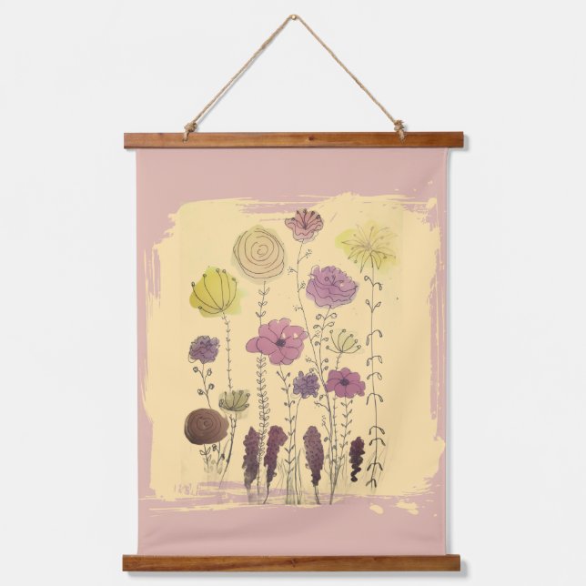 Suspendue Tapisserie - Fleurs pastel (Recto)