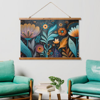 Suspendue Tapisserie florale boho moderne