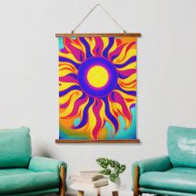 Tapisserie Rétro Boho Soleil Hippie Vintage