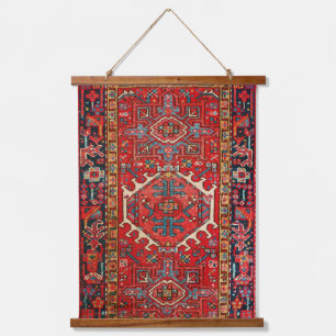 Suspendue Tapisserie rouge motif de tapis oriental antique