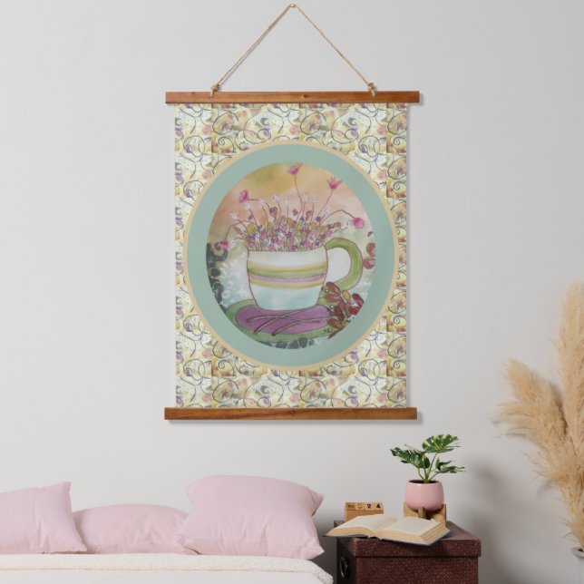 Suspendue Tapisserie - Tasse de fleurs (Chambre à coucher)