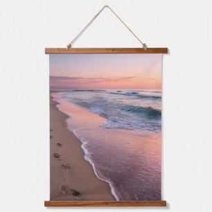 Suspendue Tapisserie Vague de Plage au Coucher de Soleil Ros