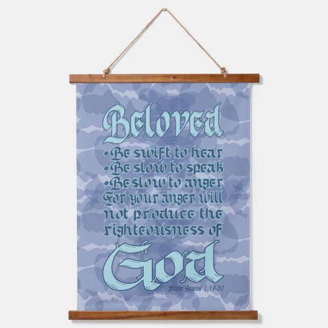 Suspendue Verset biblique James 1:19-20 Bois Top Tapisserie  (Recto)