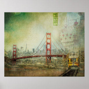 Suspension - affiche de collage de golden gate