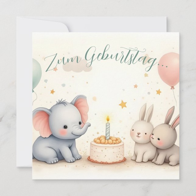 Süßer Geburtstagsgruß mit Tierfreunden (Devant)