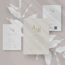 ANDREA Simple Classic Gold Monogram Wedding Suite