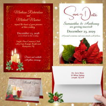 Red Poinsettia Holiday Wedding