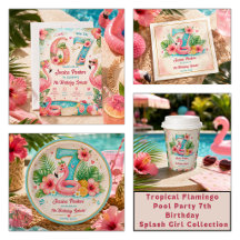 Tropical Flamingo Pool Party 7th Birthday Splash