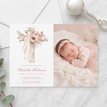 Blush Pink Floral Cross Baptism Collection