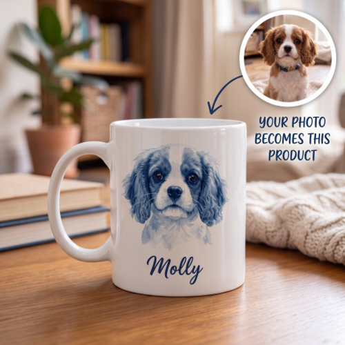 Before/after: the personalized mug with Molly's portrait