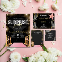 Surprise Birthday Party Hollywood Glam Invite