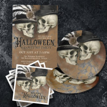 Gothic Skulls in Hats Halloween Costume Party