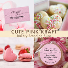 Cute Pink Kraft Heart Bakery Branding Suite