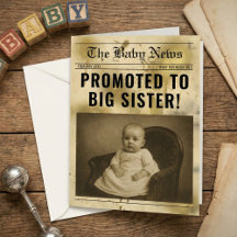 vintage gold Newspaper Pregnancy Announcement