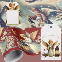 Vintage Christmas Angel Gift Wrapping