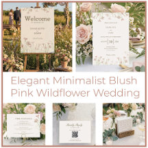 Elegant Minimalist Blush Pink Wildflower Wedding